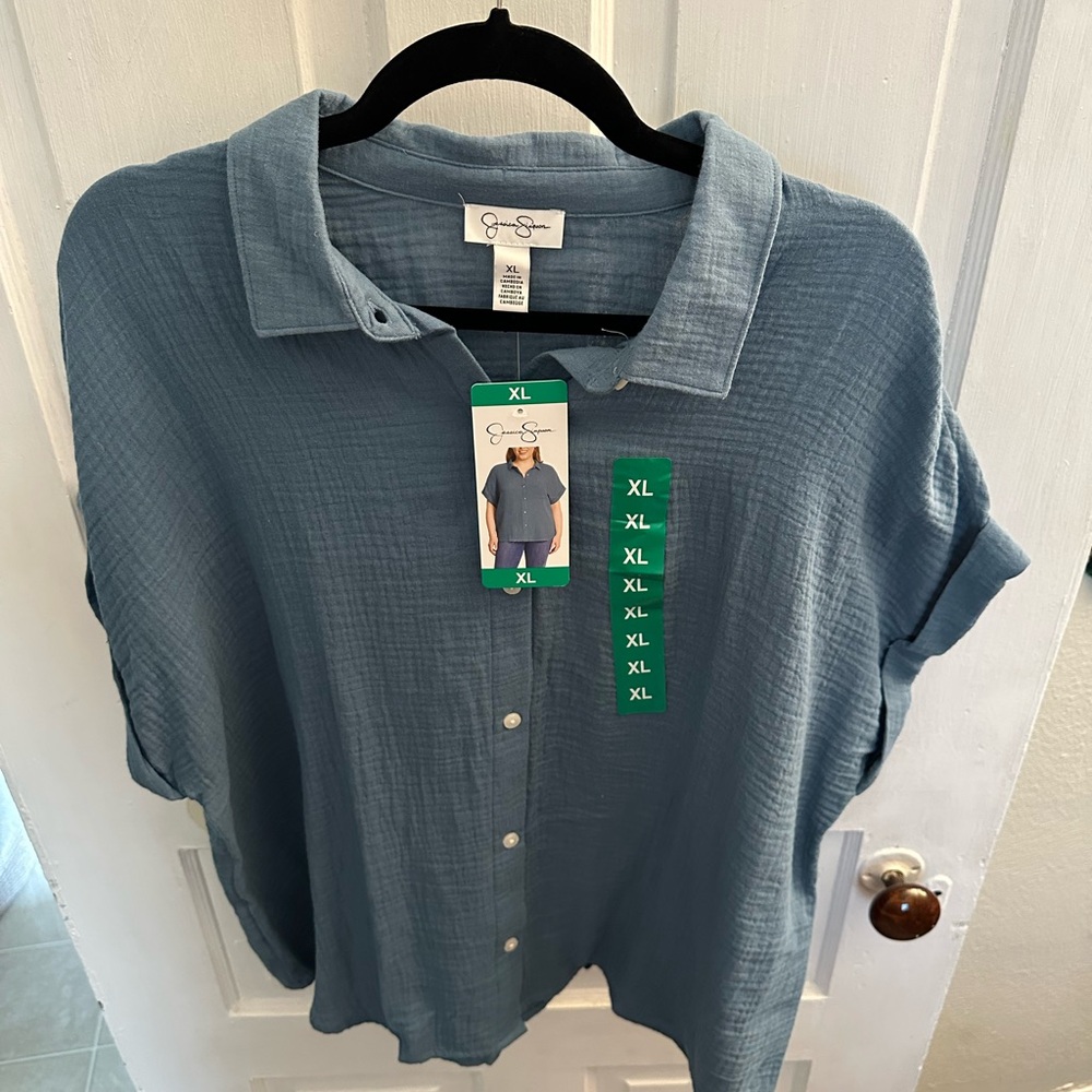 Jessica Simpson Casual Blue Button-Down Shirt